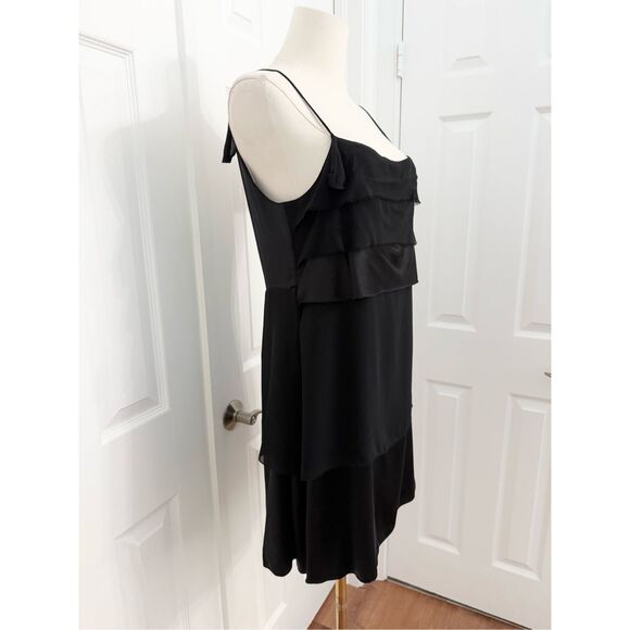 Vintage Vivienne Tam Womens Black Tiered Silk Mini Dress Size 1 Small - Picture 2 of 7